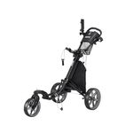 KVV 3 Wheel 360 Rotating Front Wheel Foldable/Collapsible Golf Push Cart with Foot Brake Open and Close in ONE Second-Free Umbrella Holder Included