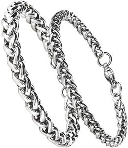 Eigso 2 pezzi in acciaio inox a forma di osso cubano braccialetti a catena Link per gli uomini le donne grazioso braccialetti d'argento di corrispondenza per la coppia