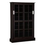 Atlantic Windowpane Wood Look Cabinet with Sliding Glass Doors, Espresso