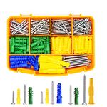 BILL Premium Drywall Anchors with Wall Screws - Wall Anchors and Screw Kit - Set of 260 Pcs - Wall Hanging Kit - Assorted Plastic Anchors and Mounting Screws for Concrete Stucco Dry - Shelf Anchors