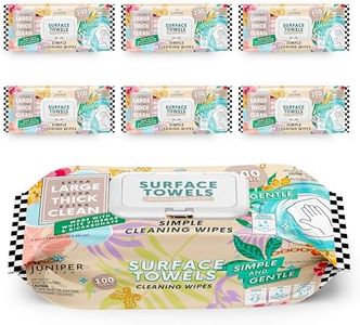 Juniper CLEAN 6 Packs Surface Cleaning Wipes, Thick & Large Dispose, All-Purpose Cleaner for Bathroom, Kitchen, Office, 600 Count Soft Flow, Biodegradable, White Soap Scent