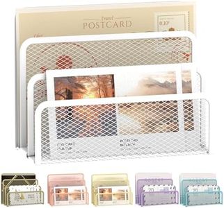 SUPEASY Mail Organizer, Desktop File Organizer Mesh Metal Mail Holder Countertop with 3-Slot, Letter Sorter File Holder, Office Envelope Organizer for Mails (White)