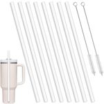 Sumajuc Plastic Replacement Straws for Stanley Cap,8 Pcs Reusable Straws with Cleaning Brushes,Long Plastic Straws Thick for 40oz