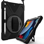 ProCase iPad 10.2 Case 2021 iPad 9th/2020 iPad 8th/2019 iPad 7th Generation Case, Rugged Heavy Duty Shockproof Rotatable Kickstand Protective Cover for 10.2" iPad 9th/8th/7th Gen -Black