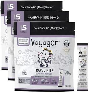 Voyager Travel Goat Milk Powder for Toddlers, Kids, Adults - On-The-Go, Easy to Digest, Whole Powdered Goat Milk with No GMO’s, No Antibiotics, No Refrigeration, 45 Sachets of 15g - 3 Pack