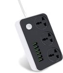 Power Strip with USB Ports Long Cord Universal Socket 3 Outlets Surge Protector 6 Quick USB (5V 3.4A 17W) Charging Station 6.5ft Power Cord 2500W Circuit Breaker Child Safe Door