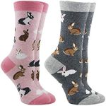 WHD Bunny Rabbit Socks 2-Pack (Blush Heather/Charcoal Heather, Medium)