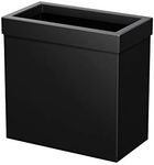 Gatco 1918, Modern Rectangle Waste Basket, Matte Black / 11.25" H Open Top Stainless Steel Trash Can with Removable Lid, 12 Liter Capacity