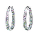 Yellow Chimes Earrings for Women Fashion Multicolor Crystal Hoops | Silver Toned Hoop Earrings for Girls | Birthday Gift for Girls & Women Anniversary Gift for Wife