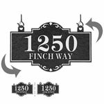 Hanging Address Plaque Victory - Personalized House Number Sign Plaque,Address Sign,House Numbers for Outside House,Mailbox,Lamp Post,Light Post, Metal Option with 2 Hooks 10.2 x 6.3 inch