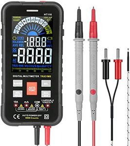 Digital Multimeter NCV Auto-Ranging 9999 Counts TRMS 1000V 10A Tester Frequency Counter Voltmeter/Ohmmeter/Capacitance/Temperature Meters, Measures AC DC Voltage Current Resistance Continuity (HT116)