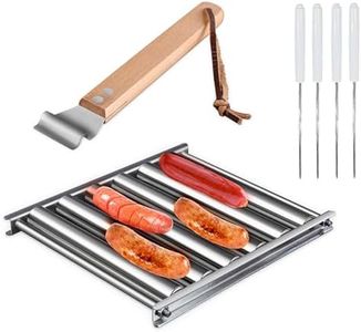 Bemodst Hot Dog Roller For Grill,Sausage Roller Hot Dog Grill Suitable For Family Gatherings, Barbecue Parties Contain Non-Slip Solid Wood Handle,4 BBQ Skewers Included