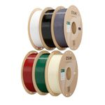 eSUN PLA+ Filament 1.75mm, 6KG Enhanced Toughness PLA Plus, 1KG per Spool, 6 Spools for 3D Printers,Black+Cold White+Grey+Bone White+Pine Green+Fire Engine Red