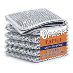 TAPUJI Pack of 6 Multipurpose Wire Dishwashing Rags for Wet and Dry Stainless Steel Scrubber Non-Scratch Wire Dishcloth for Washing Dishes Sinks Counters Easy Rinsing Machine Washable