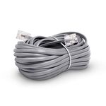 Phone Line Cord 100 Feet - Modular Telephone Extension Cord 100 Feet - 2 Conductor (2 pin, 1 line) Cable - Works Great with FAX, AIO, and Other Machines - Grey