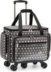 Amythe Rolling Sewing Machine Case with Detachable Trolley, 5 Wheels Sewing Machine Tote with Multiple Pockets, Fits Most Machines Compatible with Singer Brother Janome, Oxford Fabric, Oliva Gray