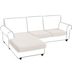 Smryego Sectional Couch Covers L Shape Separate Sofa Couch Covers 3 Pieces Stretch Durable Cushion Covers for Both Left/Right Sectional Couch(Sofa 2 Seater + 1 Chaise, White)