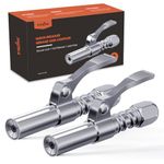 Grease Gun Coupler 2-Pack, Quick Release Grease Gun Tips with One-Hand Operation, 6-Jaw Locking, Grease Gun Adapter Fits 1/8" NPT Thread, SAE & Metric Zerk Fittings