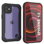 Punkcase for iPhone 12 Waterproof Case [Maximus Series] [Slim Fit] [IP68 Certified] [Shockresistant] Clear Armor Cover with Screen Protector | Ultimate Protection for iPhone 12 (6.1'') (2020) [Red]