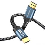 BlueRigger 10K 8K HDMI 2.1 Cable 48Gbps (6FT, 8K 60Hz, 4K 120Hz, eARC, HDR10 VRR HDCP 2.3) Ultra High Speed HDMI Cable Braided Cord - For Gaming Xbox Series X Roku HDTV Monitor