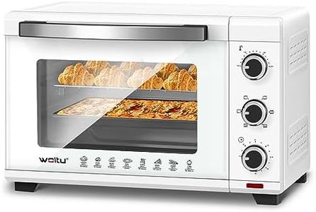 WOLTU Horno Electrico Sobremesa 32 L, Mini Horno 1600 W, Horno Tostador con Bandeja Rejilla y Asador, Temperatura 100-230℃, Temporizador 0-60 Minutos, Blanco