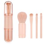 MAYCREATE® Makeup Brush Set, 4 In 1 Portable Travel Blending Powder Foundation Brush, Lip Brush, Highlight Brush, Eyeshadow Brush, Retractable Mini Facial Cosmetic Brush Kit (Nude)