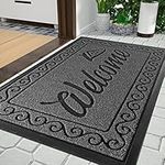 Yimobra Front Door Mat, Heavy Duty, Absorbent, Mud Resistant, Easy to Clean Outdoor Mat with Non-Slip Backingm, 75 x 43 cm, Black Gray