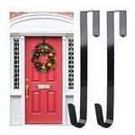 ASOENTIWOX 2 Pack Door Hooks (12 in/30cm) Wreath Hanger for Front Door Black Metal, Christmas Door Wreath Hanger, Suitable for Christmas Halloween Easter