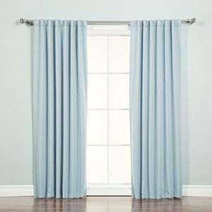 Best Home Fashion Thermal Insulated Blackout Curtains - Back Tab/Rod Pocket - Sky Blue - 52" W x 96" L - (Set of 2 Panels)