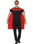 Smiffys Cape, Red with Eyemask, Icons & Idols Fancy Dress, Superhero Dress Up Accessories