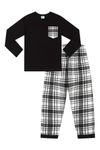 ThePyjamaFactory Boys Black and White Long Tartan Check Bottoms Pyjama Set Pjs For Kids (13-14 Years)