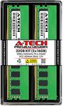 A-Tech Server 32GB Kit (2 x 16GB) 2Rx8 PC4-25600 DDR4 3200MHz ECC Unbuffered UDIMM 288-Pin Dual Rank DIMM 1.2V Workstation Server Memory RAM Upgrade Stick Modules (A-Tech Enterprise Series)