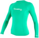 O'NEILL Wetsuits UV Sun Protection Womens Basic Skins Long Sleeve Crew Sun Shirt Rash Guard, Seaglass, Large