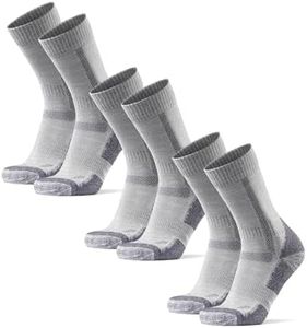 DANISH ENDURANCE Hiking Socks, Winter Socks, Merino Wool Socks, Anti Blister, Cushioned, Crew Socks for Men & Women, 3-Pack, Grey, Large