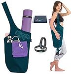 Zenifit Yoga Mat Bag - Long Tote with Pockets - Holds More Yoga Accessories. Cute Yoga Mat Holder with Bonus Yoga Mat Strap Elastics. Stylish and Practical Yoga Bags and Carriers for Women-Teal 2 Tone