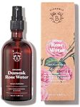 Bionoble Organic Rose Water 100ml - 100% Pure and Natural Damask Rose Hydrolat - Face, Eye Contour, Body, Hair - Glass Bottle + Spray