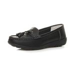 AJVANI Low Heel Wedge Moccassins Tassel Loafers Comfort Shoes Size 7 40 Black