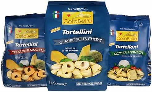 Corabella Tortellini Pasta Variety Pack - Tricolor Four Cheese, Classic Four Cheese, and Ricotta and Spinach | No Preservatives | Premium Ingredients | Authentic Italian Pasta - 8.8 (Pack of 3)