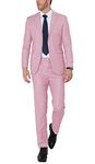 WEEN CHARM Men Suit Slim Fit 2 Piece Wedding Tuxedo Notch Lapel Groom Prom Party 2 Button Blazer Pants Suits Set Pink