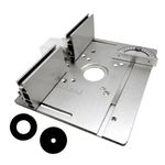 Multifunctional Router Table Rt Plate with 2 Mounting Holes for Woodworking Bench, Aluminum Alloy Router Plate with Adjustable Sliding Fence for Electric Routing Trimming Mac