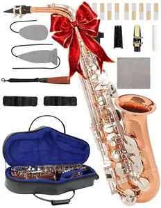 AKLOT Handcrafted E-Flat Alto Saxophone: Phosphor-Copper Body with Warm, Rich Tone, Secure Air Seal, Smooth 23-Key System, Includes Reeds, Premium Leather Case and Saxophone Cleaning Kit (CH-FTC)
