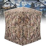 XProudeer Hunting Blind See Through Ground Blinds with 270/360 Degree Pop Up Portable Deer Blinds 1-4 Person Camouflage Ground Blinds for Deer & Turkey Hunting