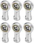 QWORK® 6 Pcs 8mm Rod End Bearing, M8x1.25 Female Right Hand Thread Self-Lubricating Articulated Bearing