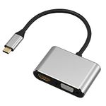 USB C to HDMI VGA Adapter, AorZ USB Type C to VGA HDMI Splitter Converter Thunderbolt 3 Dual HDMI VGA Adapter for MacBook Pro/iPad Pro /Air 2020 2019 2018,Dell XPS 13/15,Surface Pro, Galaxy S20