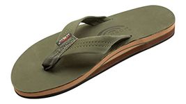 Rainbow Sandals Men's Limited Edition - Double Layer Wide Strap w/Custom Colors, Forest Green W/Fawn Midsole, 11-12