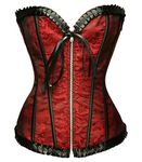 Bslingerie® Women Lingerie Black Gothic Overbust Corset Top (XX - Large, Red)