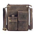 Goatter Men's Hunter Leather 11" Messenger Bag, Coffee