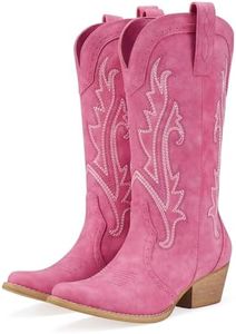HISEA Rollda Cowboy Boots for Women, Cowgirl Boots, Comfortable Western Boots with Pointed Toe Stitched Embroidery for Country Concert Dancing Wedding Traveling Daily Outfits