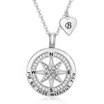 Initial Necklaces for Wife Anniversary Jewelry Gifts for Her Compass Necklace for Women Birthday for Wife Initial Necklace Gifts for Her Birthday Best Anniversary Birthday Necklace Gifts(B)