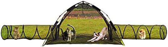 3 in 1 Portable Cat Playpen Outdoor Enclosures-Pop-uped Visual Net Pet Play Tent Tunnels Compound House for Cat Puppy Rabbit Small Animals-Large